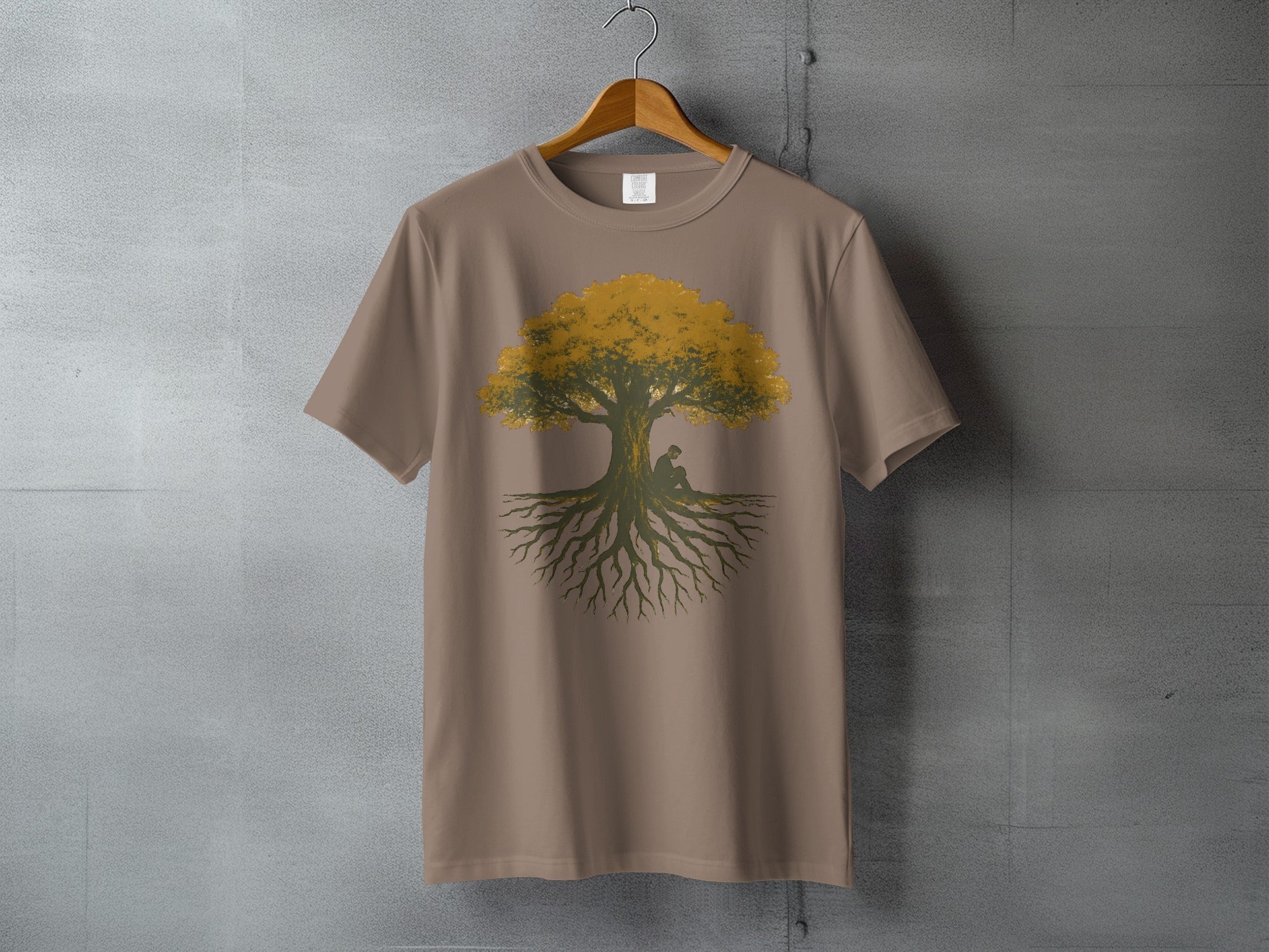 Mystic tree deep roots person reads knowledge t-shirt product type