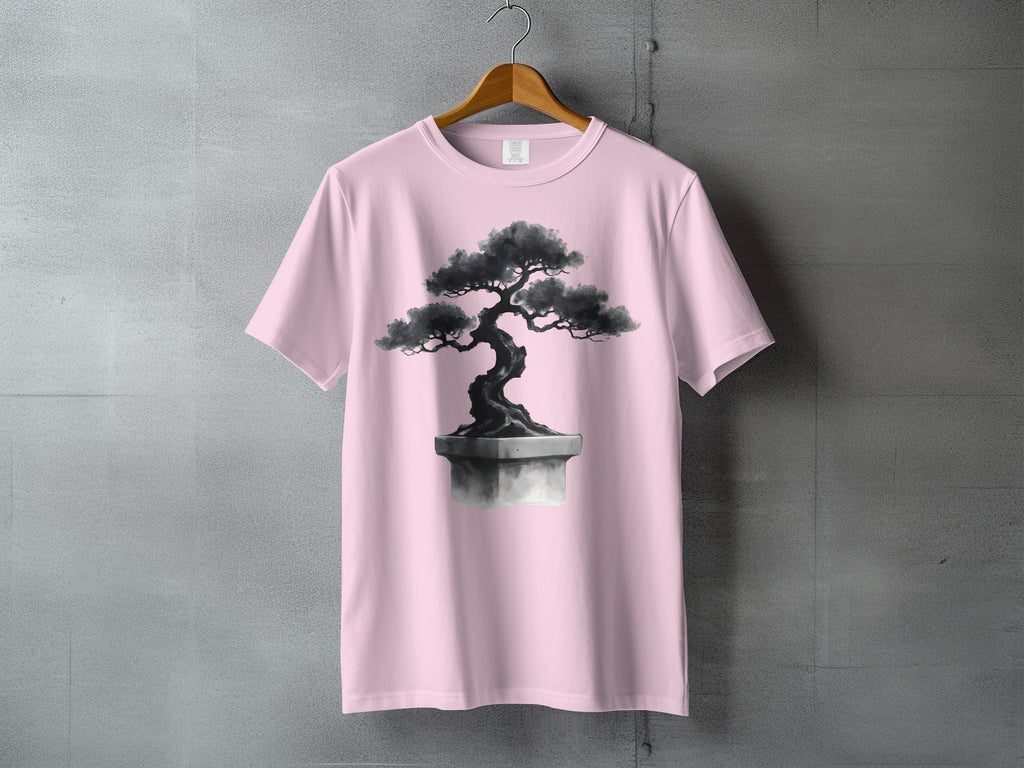 Pink Zen Bonsai Tree Aesthetic Ink Art Design T-Shirt product type