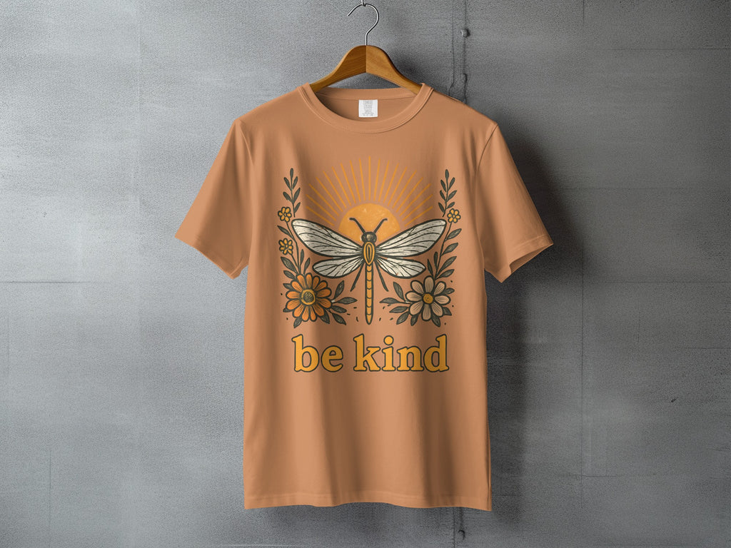 Retro Dragonfly Sun Flowers Be Kind T-Shirt product type