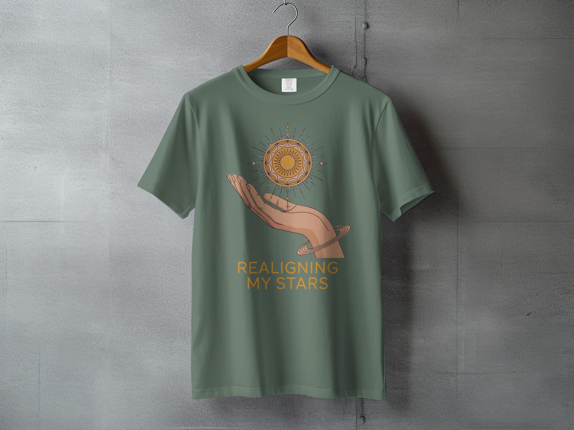 Realigning My Stars Mystical Hand Sun Cosmic Mandala Graphic product type