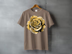 Taupe shirt golden rose blossom design t-shirt product type