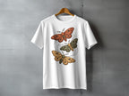 Three Detailed Moths White T-Shirt Swirl Graphic product type