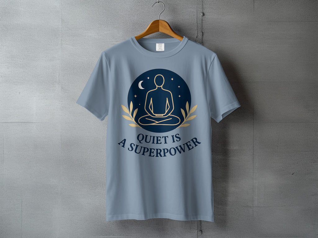 Quiet is A Superpower Meditating Figure Celestial product type
Quiet Superpower
Meditation Design
Mindfulness Gift
Zen Lifestyle
Spiritual Apparel
Yoga Inspired
Inner Peace
Calm Expression
Blue Tee
Celestial Art
Stars Moon
Buddha Pose
Introvert Power
Silent Strength
Positive Vibe
Inspirational Quote
Graphic Top
Unique Style
Peaceful Meditate
Self Reflection