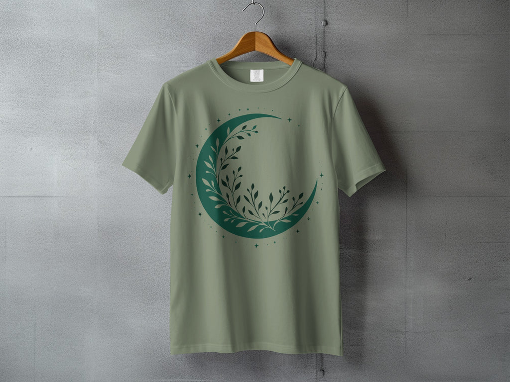 Sage Green Crescent Moon Leaves Stars Celestial product type
T-shirt
Shirt
Apparel
Clothing
Crescent moon
Moon design
Botanical print
Leaves design
Star details
Celestial shirt
Nature inspired
Sage green
Green tee
Mystical aesthetic
Boho style
Graphic tee
Unisex shirt
Spiritual fashion
Earthy tones
Moon art