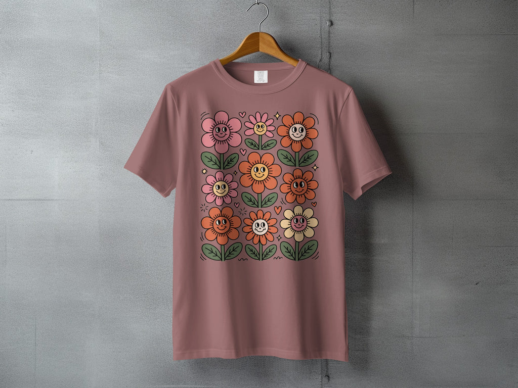 Happy Flower Faces Retro Floral Grid product type