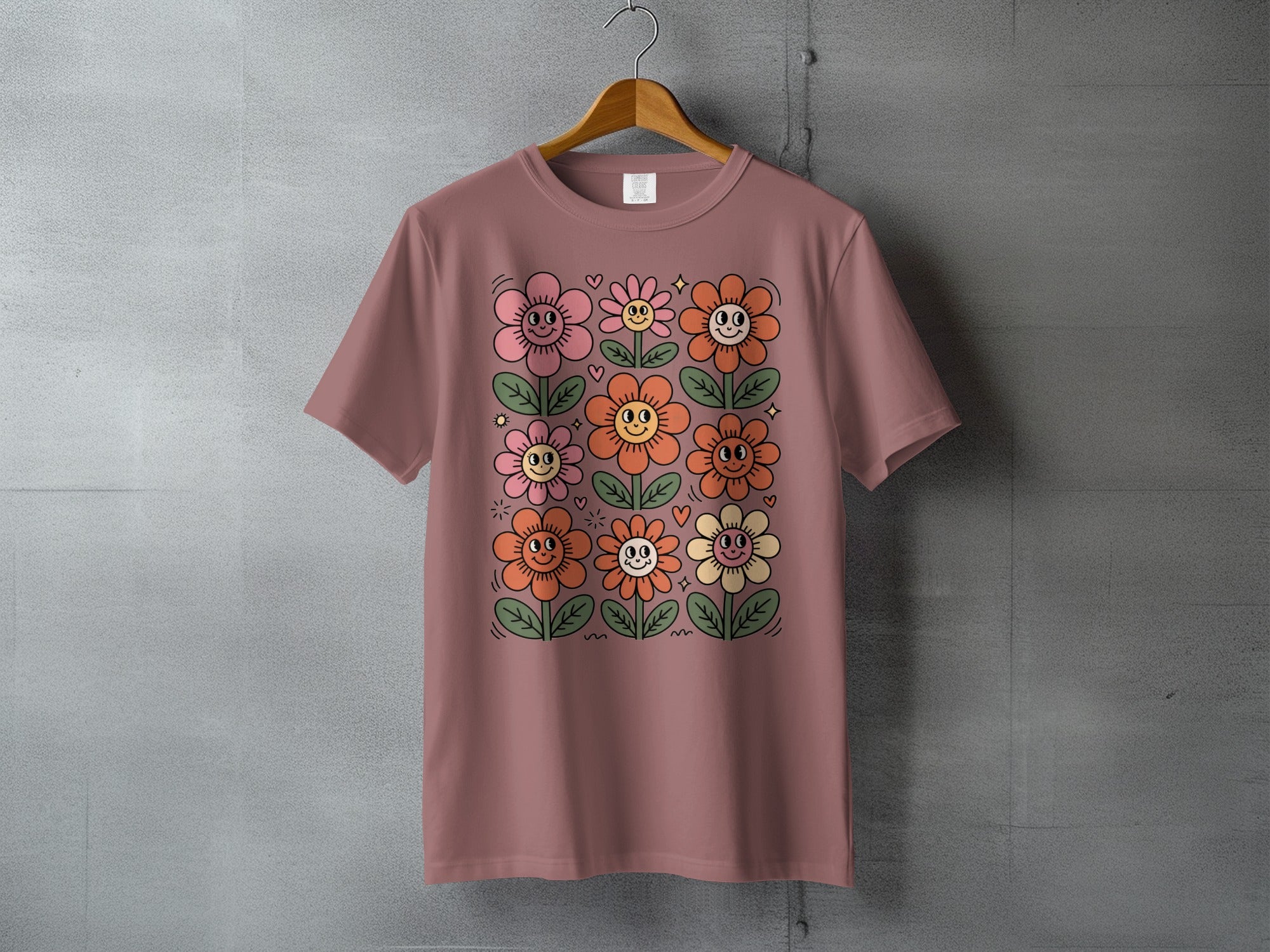 Happy Flower Faces Retro Floral Grid product type
