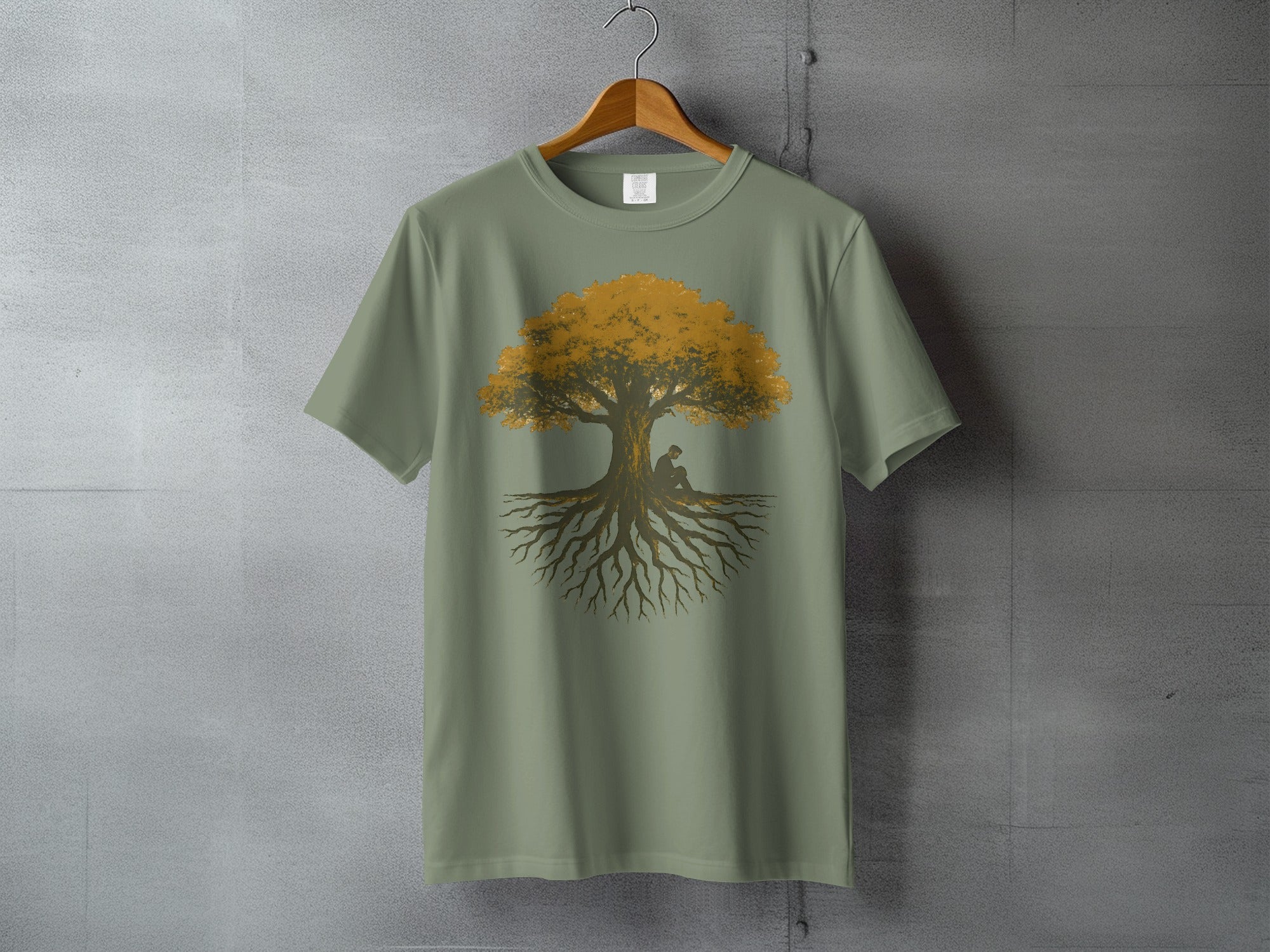 Meditative tree roots design person reading product type