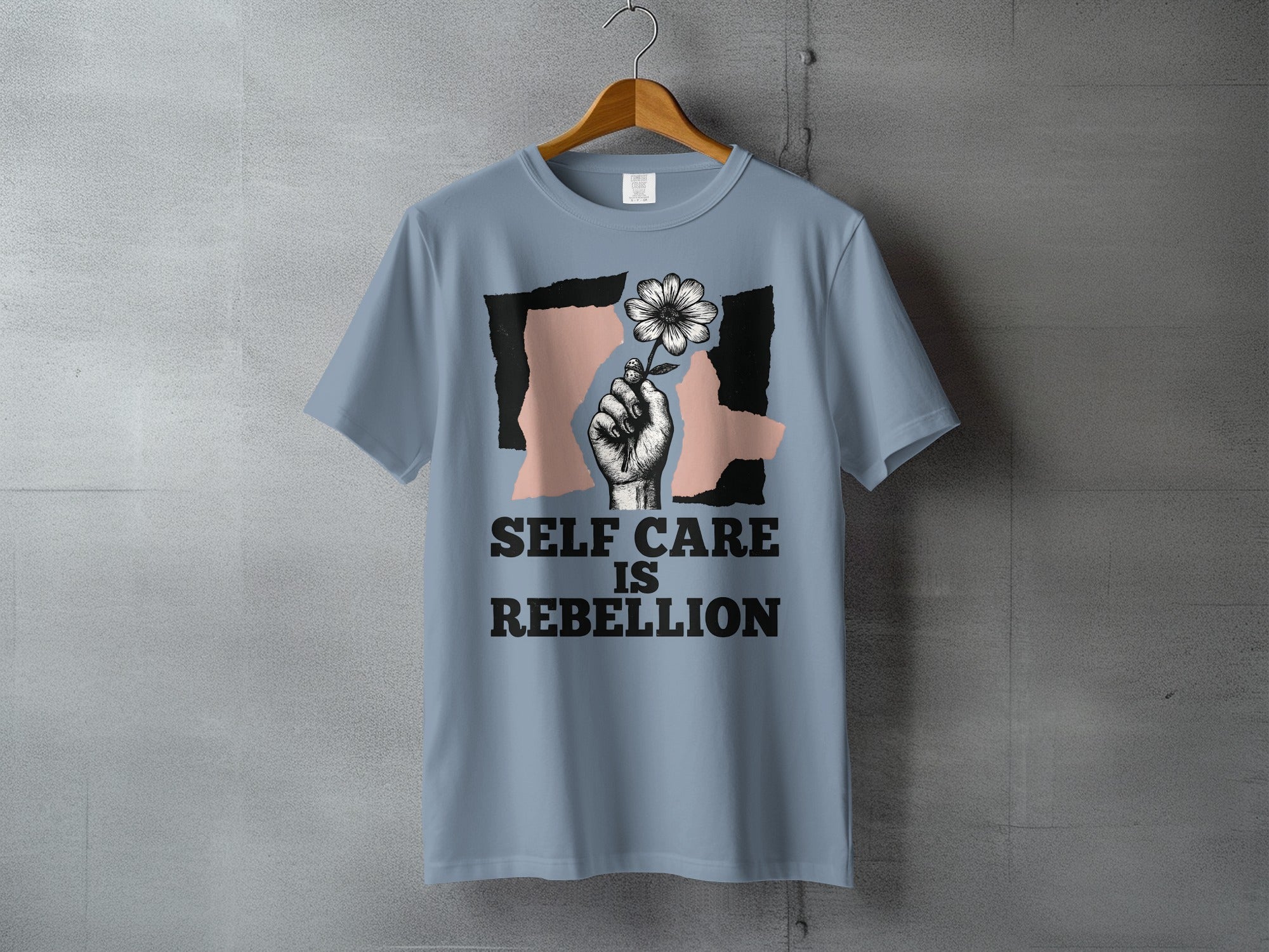 Self Care Is Rebellion Hand Flower Abstract Light Blue product type