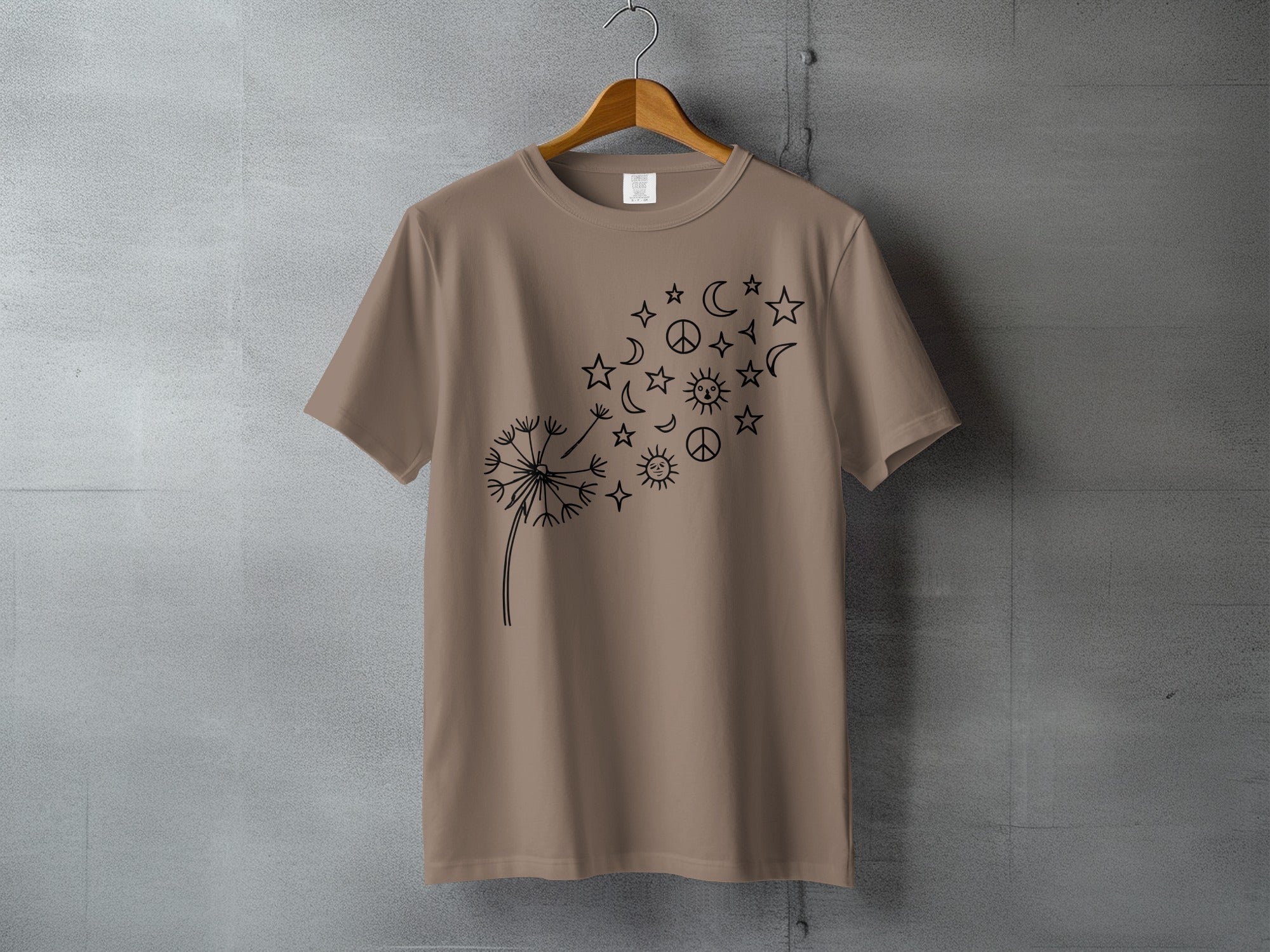 Dandelion seeds stars moons suns peace signs product type