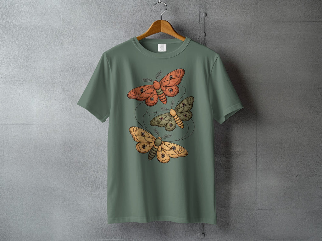 Sage Green Three Moths Nature Insect Artwork product type