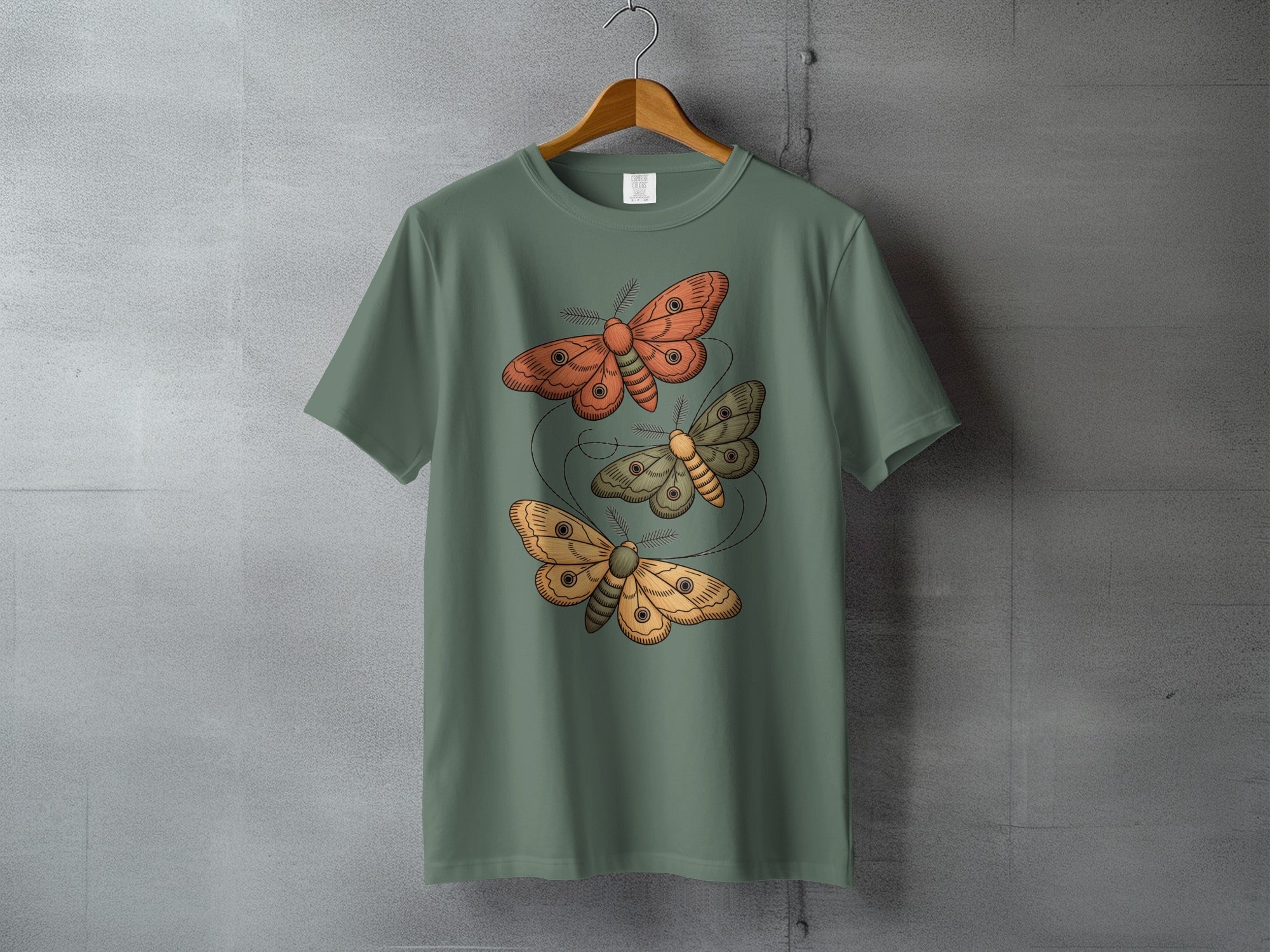 Sage Green Three Moths Nature Insect Artwork product type