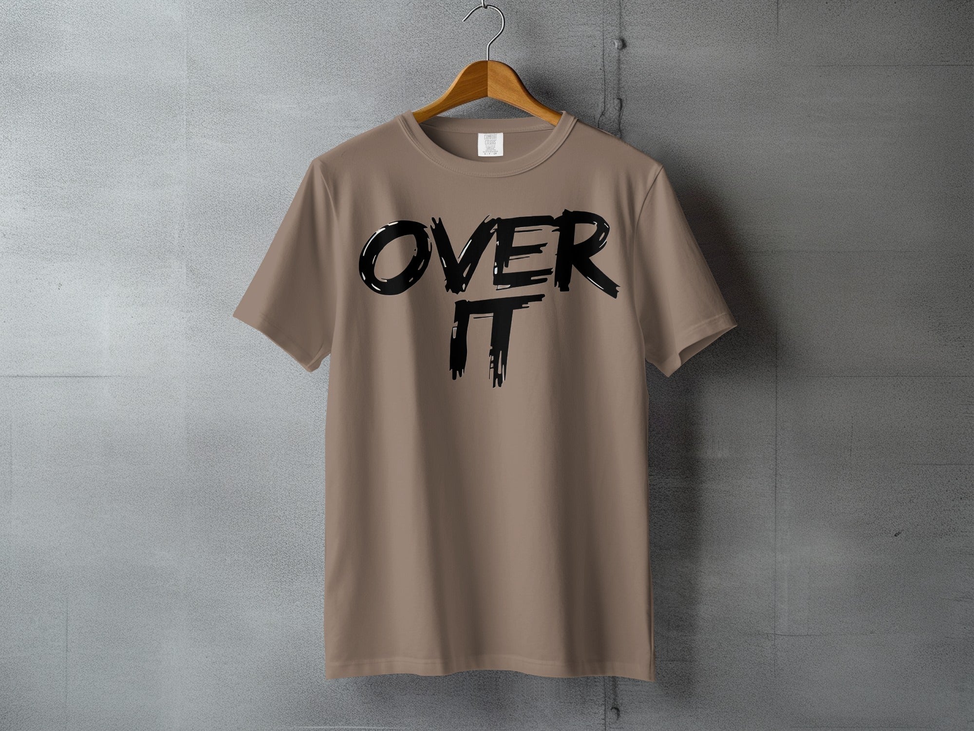 'OVER IT' black print tan short sleeve product type