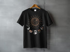 Celestial Sun Moon Phases Fox Mushroom Flowers Stars t-shirt