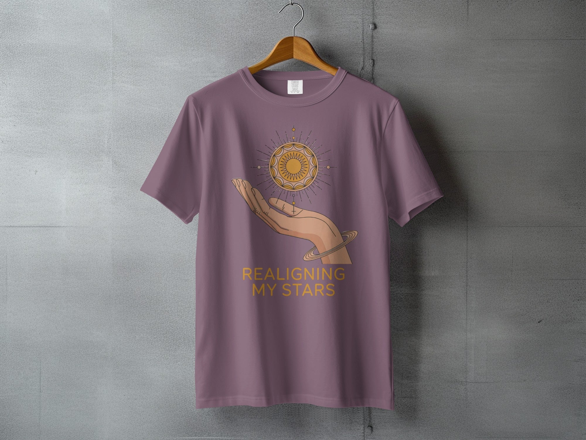 Mauve Hand Sun Orb Rings Realigning My Stars T-Shirt product type