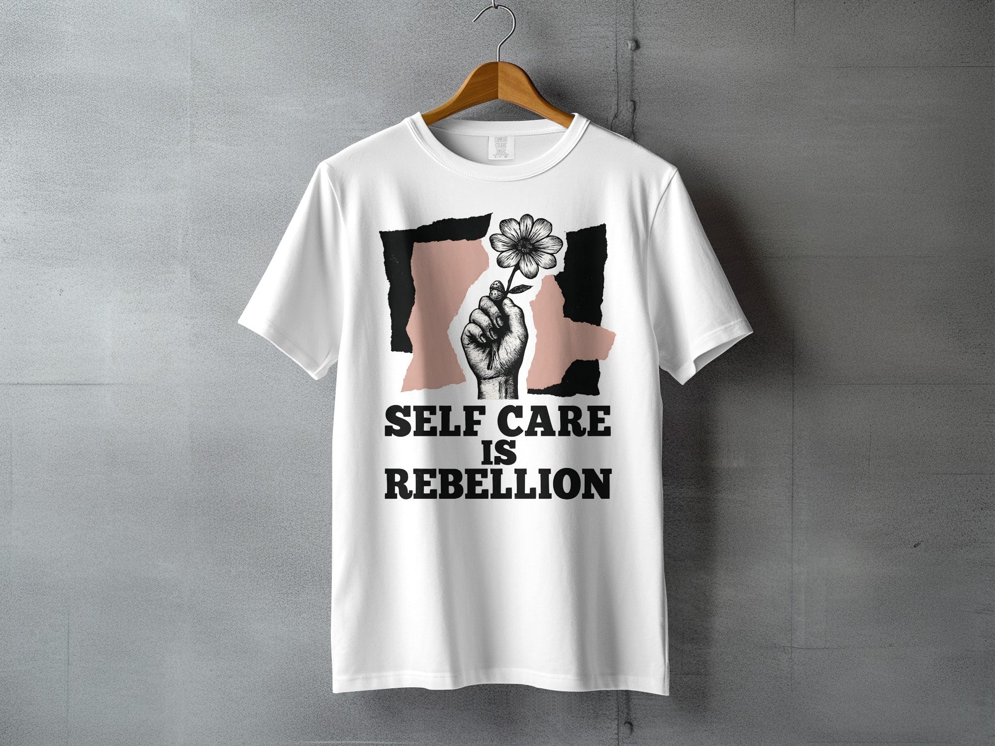 Self Care Is Rebellion Hand Flower Graphic White product type