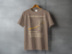 Brown t-shirt with "I Went For A Walk Returned Marginally Improved" text and graphic.
