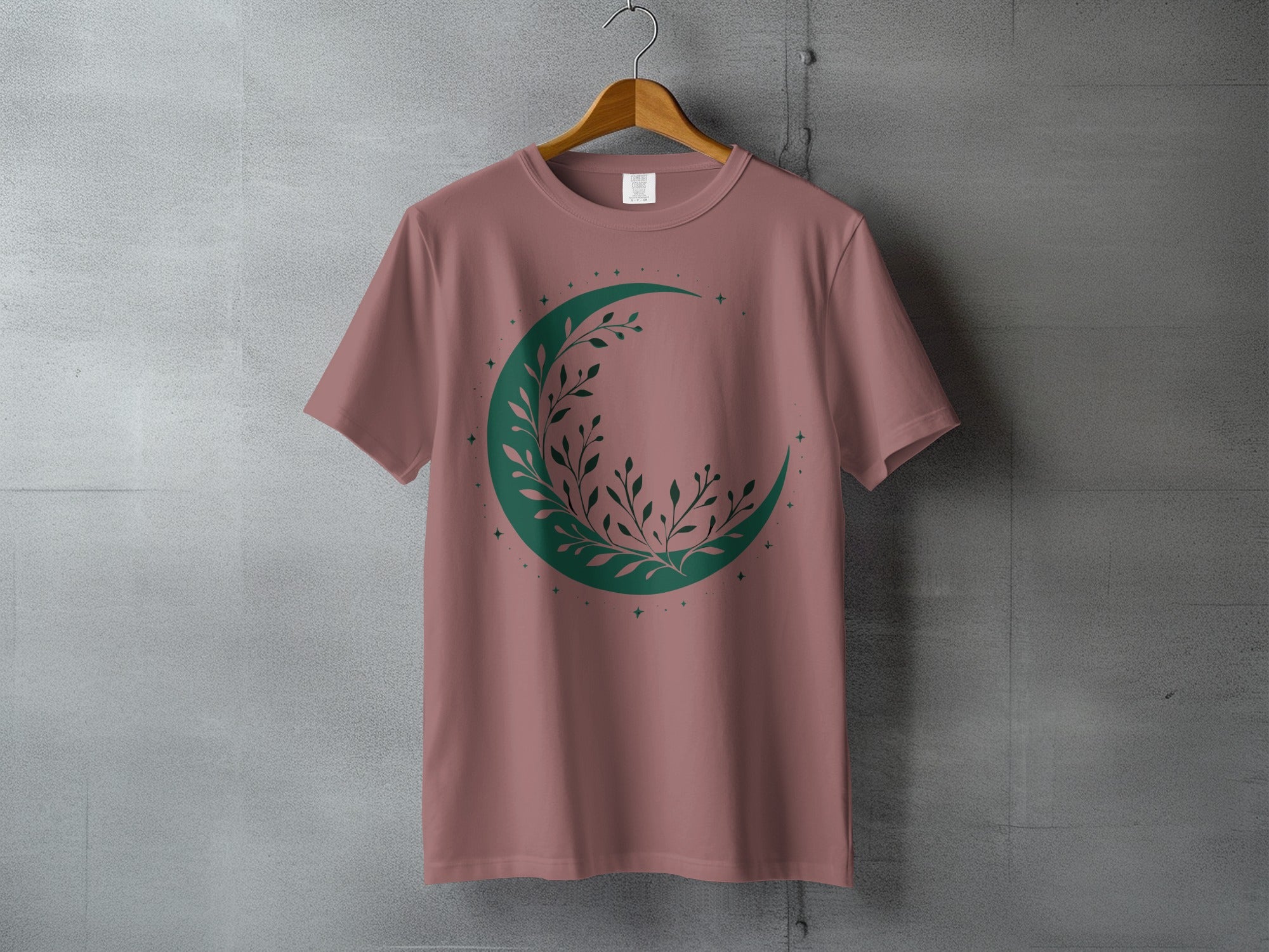 Rose Crescent Moon Foliage Stars Pattern T Shirt product type