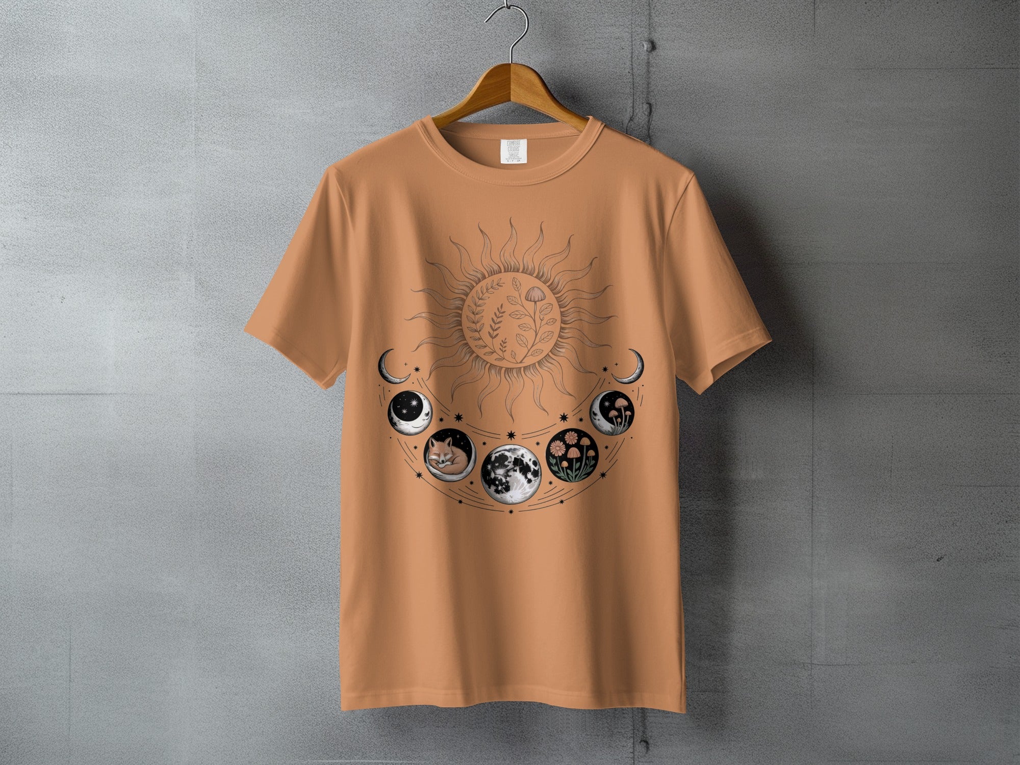 Mystical Sun Moon Phases Fox Botanical Garden Design product type