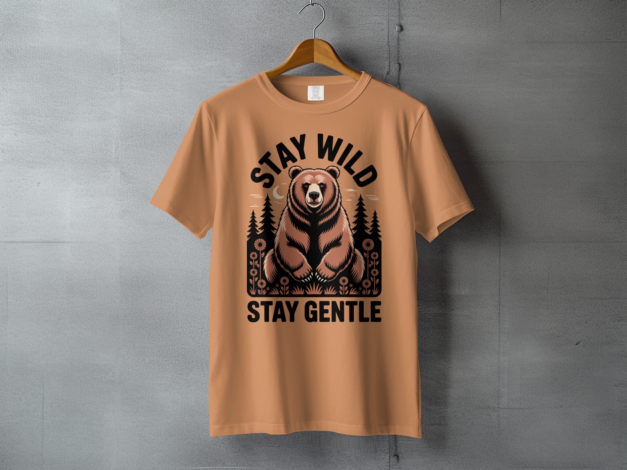 Stay Wild Stay Gentle Bear Design Forest Scene product type