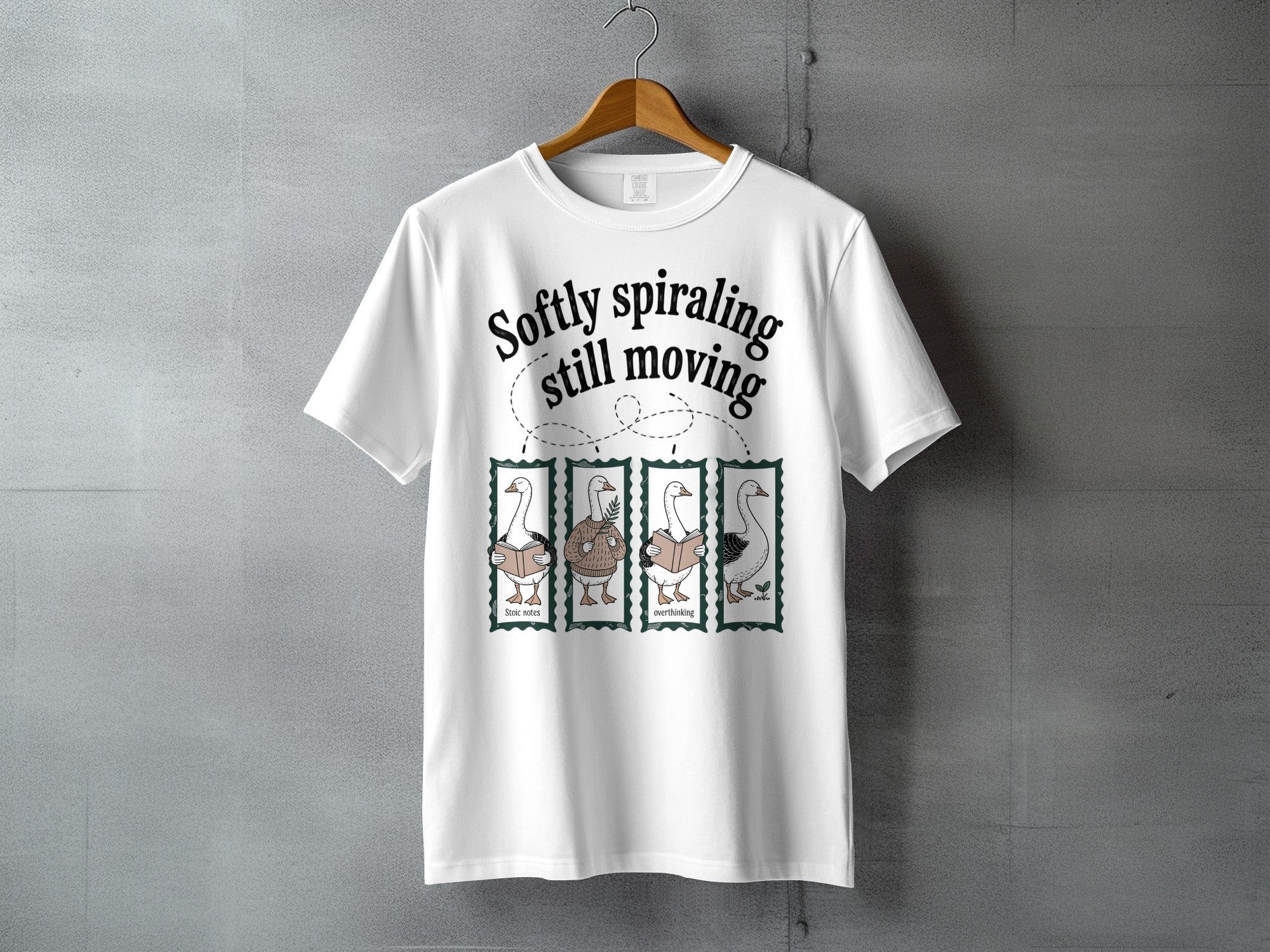 Softly Spiraling Still Moving Geese Overthinking Stoic Notes product type
