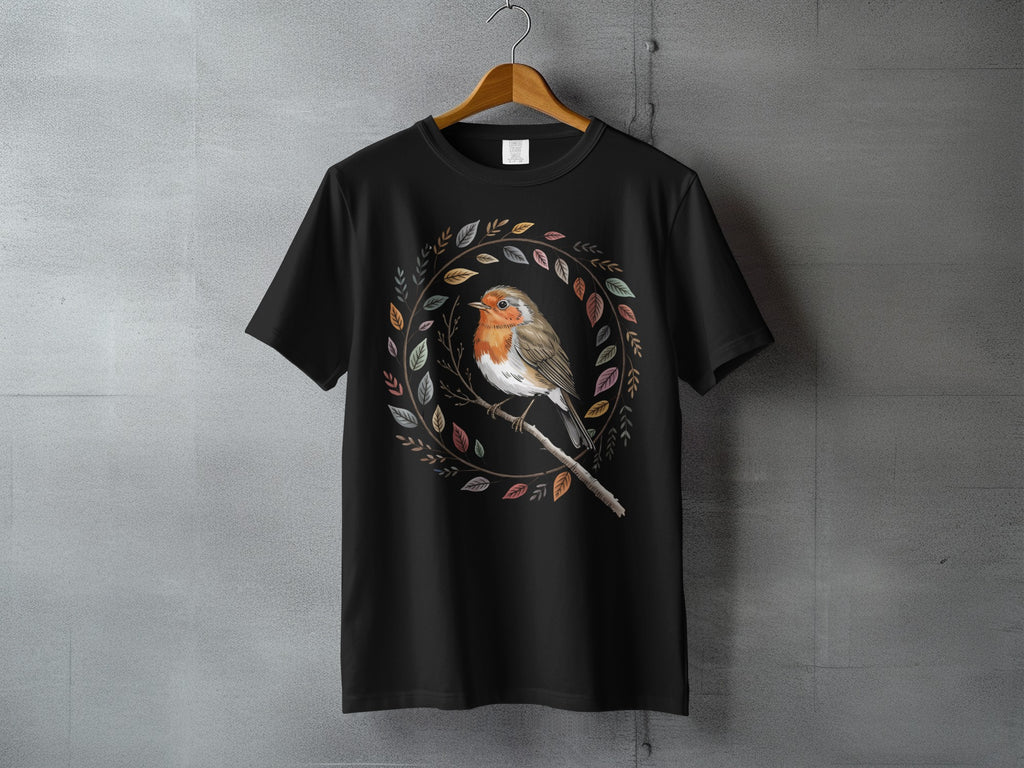 Autumnal Robin Bird Leaf Wreath Artistic Circle Design product type
