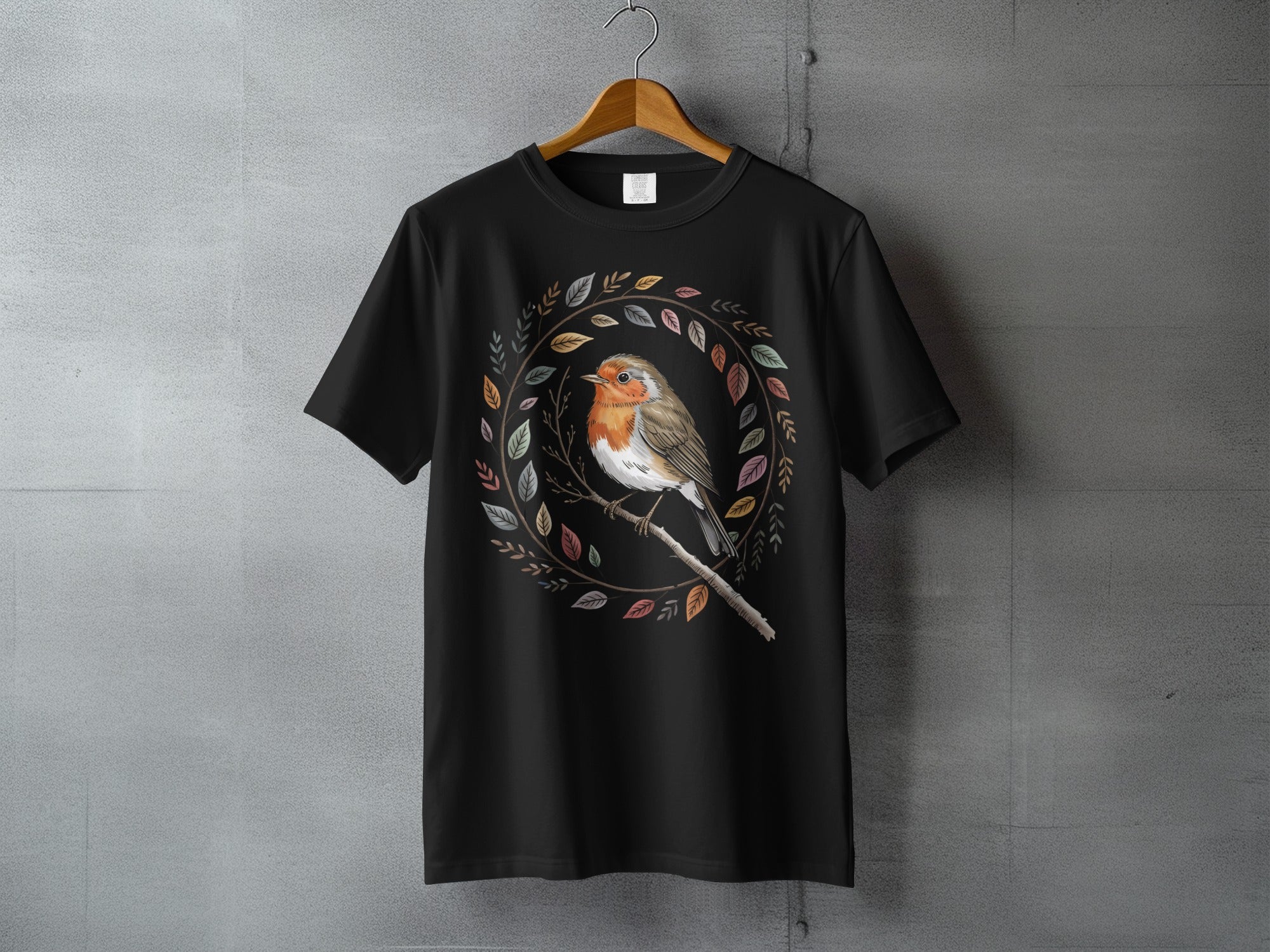 Autumnal Robin Bird Leaf Wreath Artistic Circle Design product type