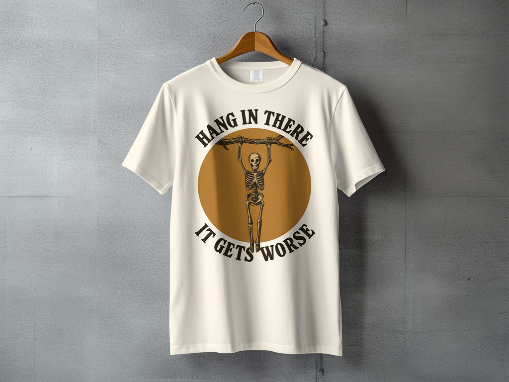 Hang In There It Gets Worse Skeleton Design Apparel product type

Skeleton
Dark Humor
Hang In There
It Gets Worse
Funny Saying
Sarcastic Humor
Gothic Style
Macabre Art
Skull Art
Unique Graphic
Spooky Design
Quote Shirt
Motivational Funny
Pessimistic Humor
Vintage Skeleton
Alt Fashion
Novelty Print
Retro Vibe
Death Humor
Funny Gift