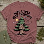 T-shirt with a cartoon tree saying "I'm not antisocial, I'm just photosynthesizing."