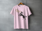 Mystical Rearing Black Wolf Butterflies Pink T-Shirt product type