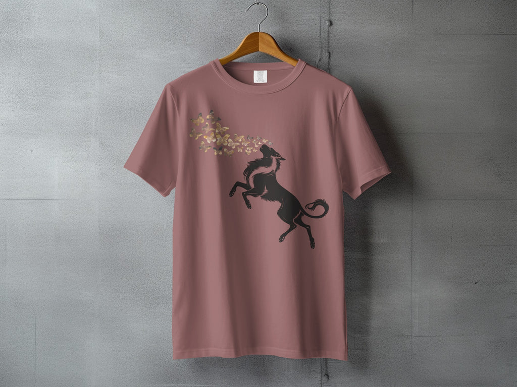 Wolf Butterfly Bloom Shadow Pink T-Shirt product type