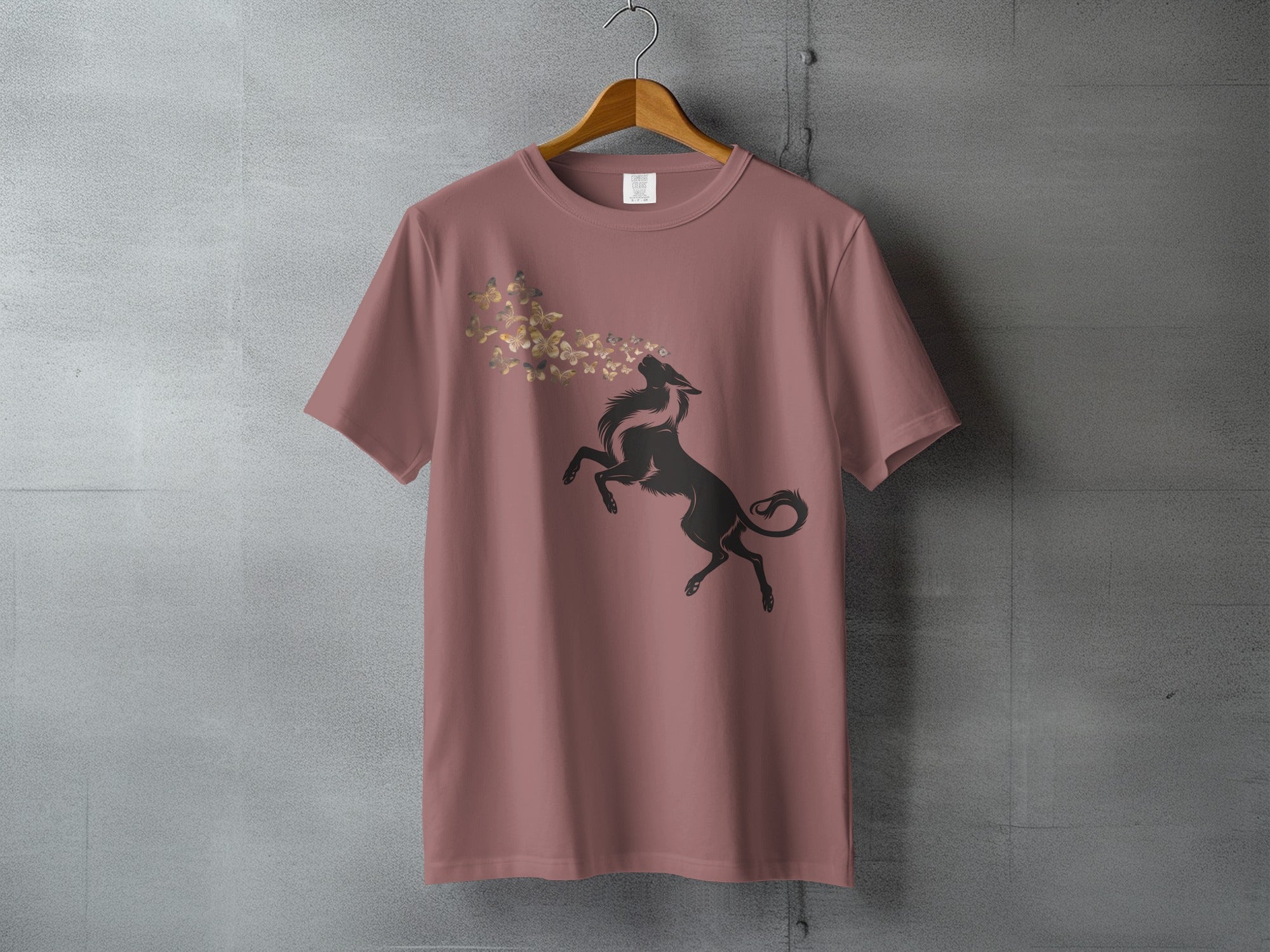 Wolf Butterfly Bloom Shadow Pink T-Shirt product type