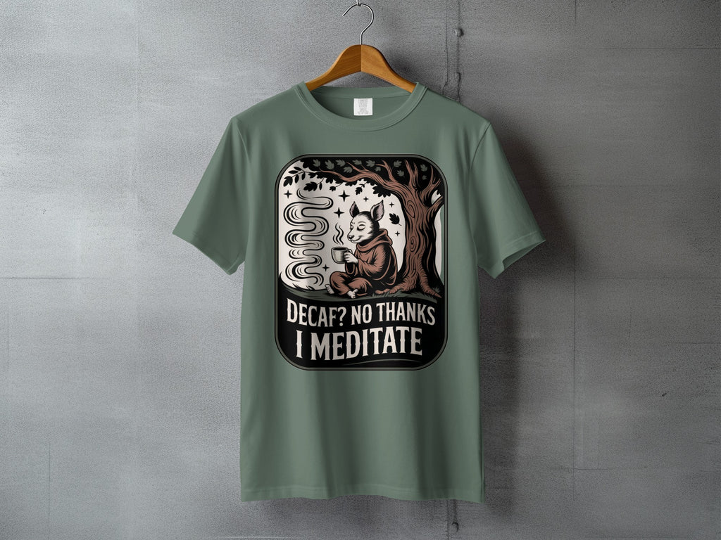 Decaf No Thanks I Meditate Dog Monk Tree Design product type