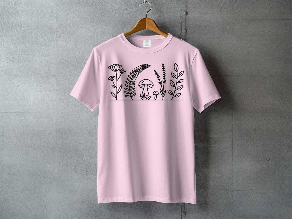 Pink Botanical Mushroom Plant Line Art Design product type