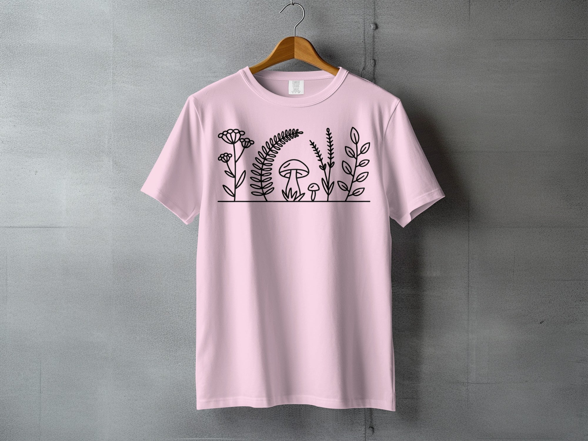 Pink Botanical Mushroom Plant Line Art Design product type