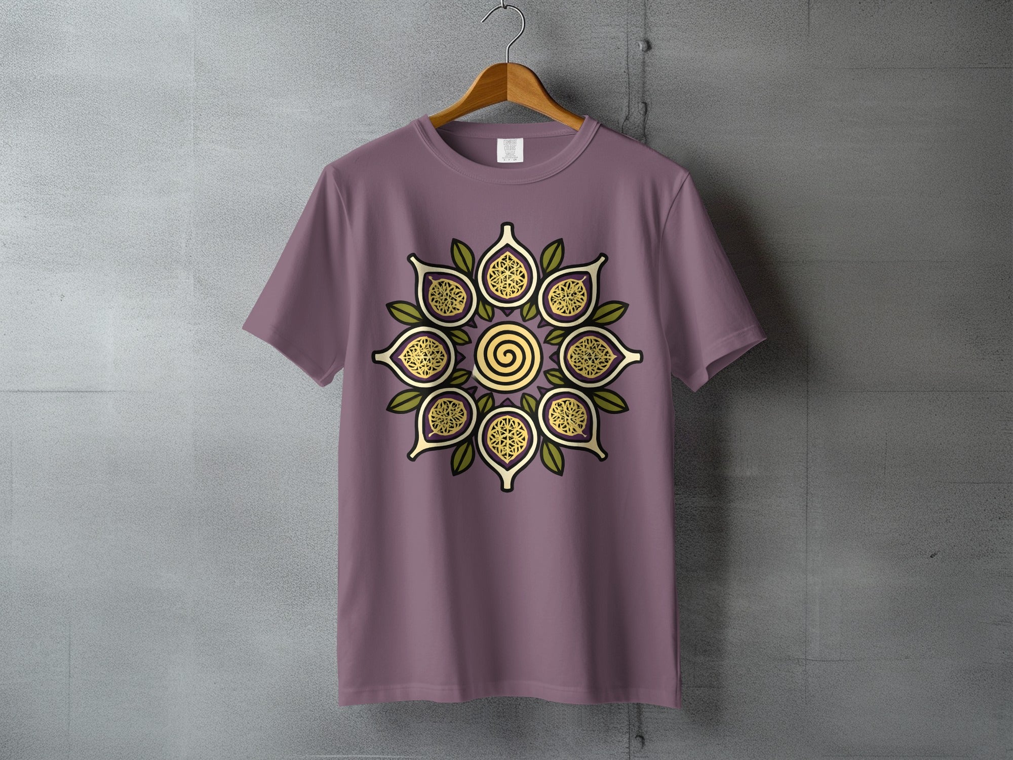 Fig Mandala Spiral Pattern Gold Motif Design T-shirt product type