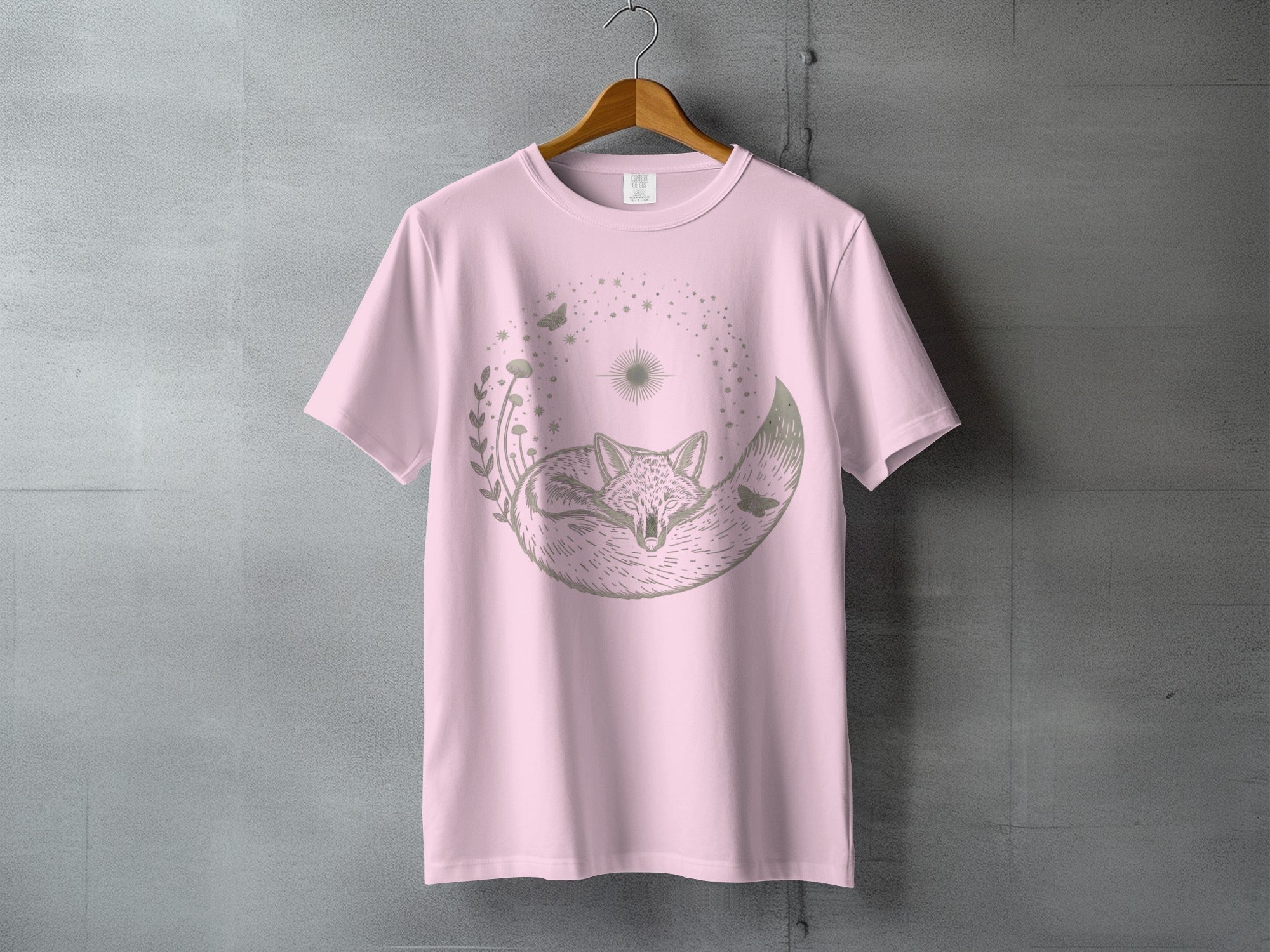 Pink Sleeping Fox Crescent Moon Celestial Design product type