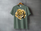 Fashionable green shirt golden rose artwork product type