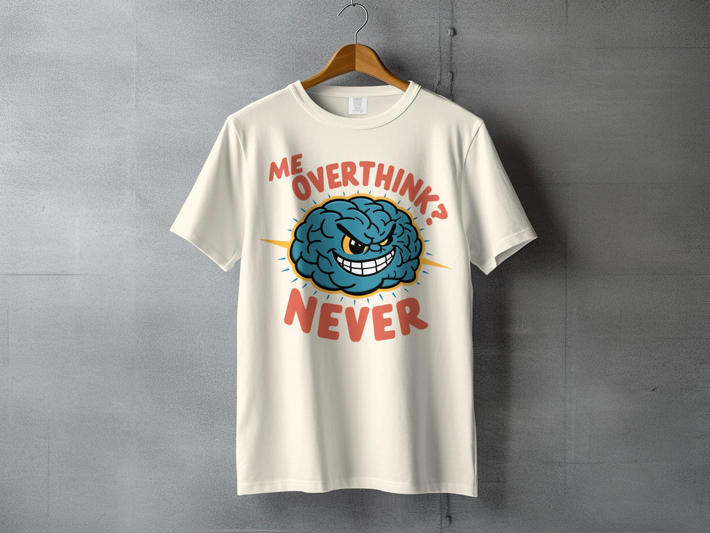 ME OVERTHINK? NEVER Brain Design Humor Graphic product type