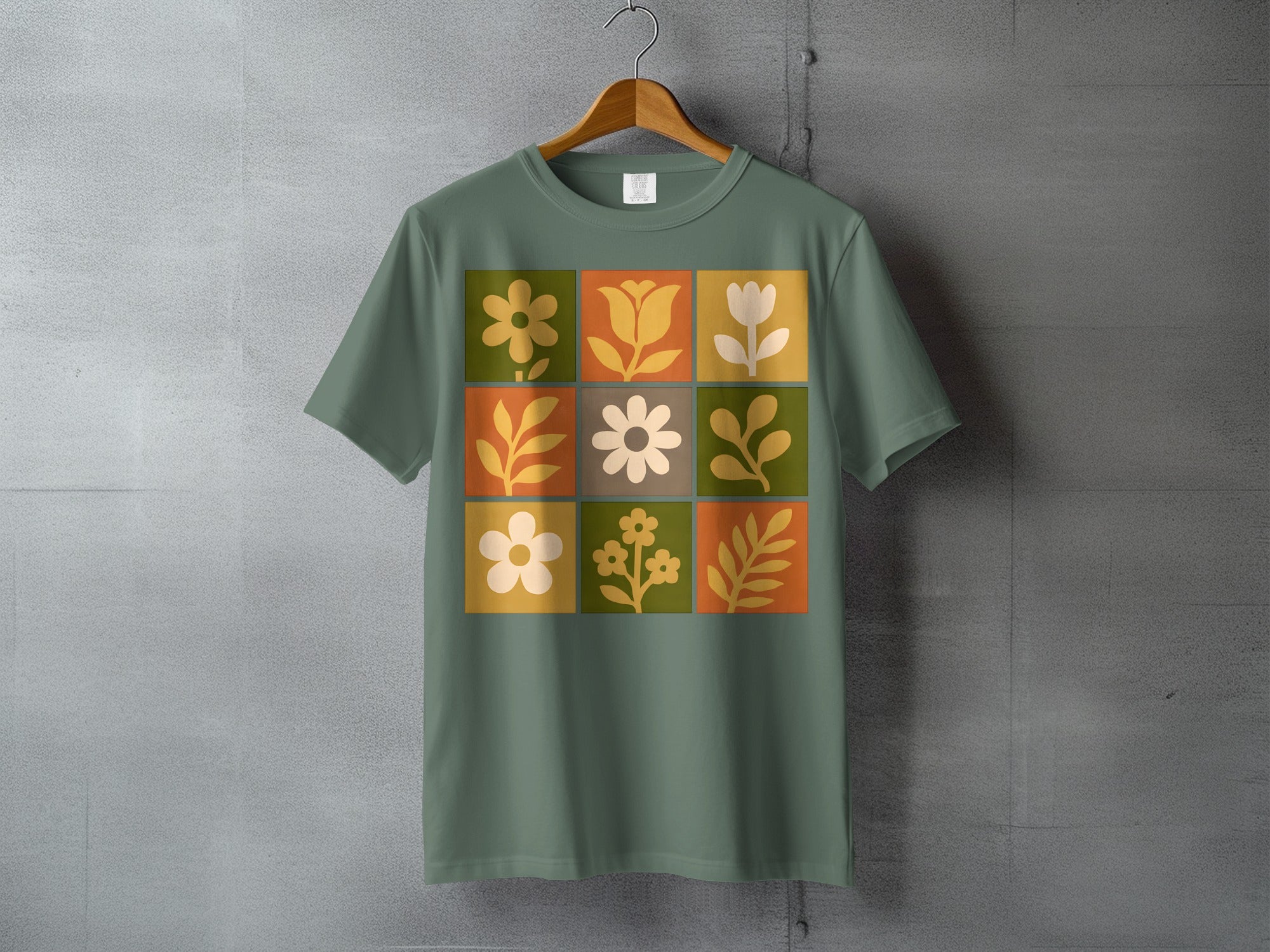 Retro Floral Squares Pattern Artistic Design product type