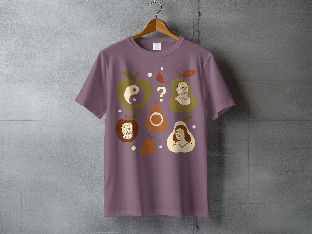 Philosopher Faces Apple Pear Wisdom Design product type
Philosopher, Wisdom, Knowledge, Thinkers, Apple, Pear, Ancient, Socrates, Descartes, Newton, Yin Yang, Question Mark, Philosophy, Learning, Symbolic, Intellectual, Fruit Design, Unique Print, Head Portraits, Concept Design