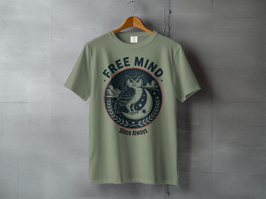 FREE MIND Since Always Owl Moon Stars Celestial product type