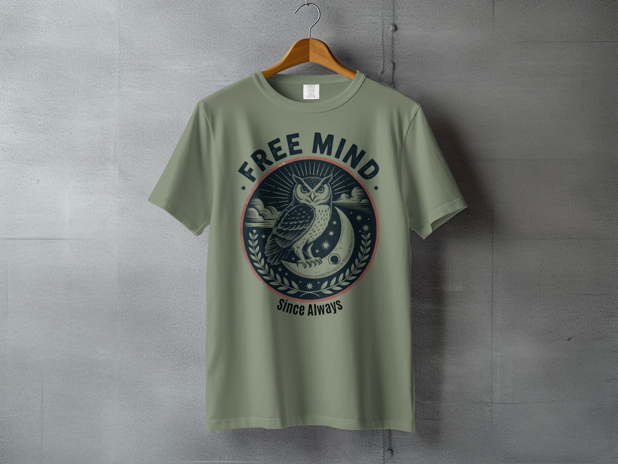 FREE MIND Since Always Owl Moon Stars Celestial product type