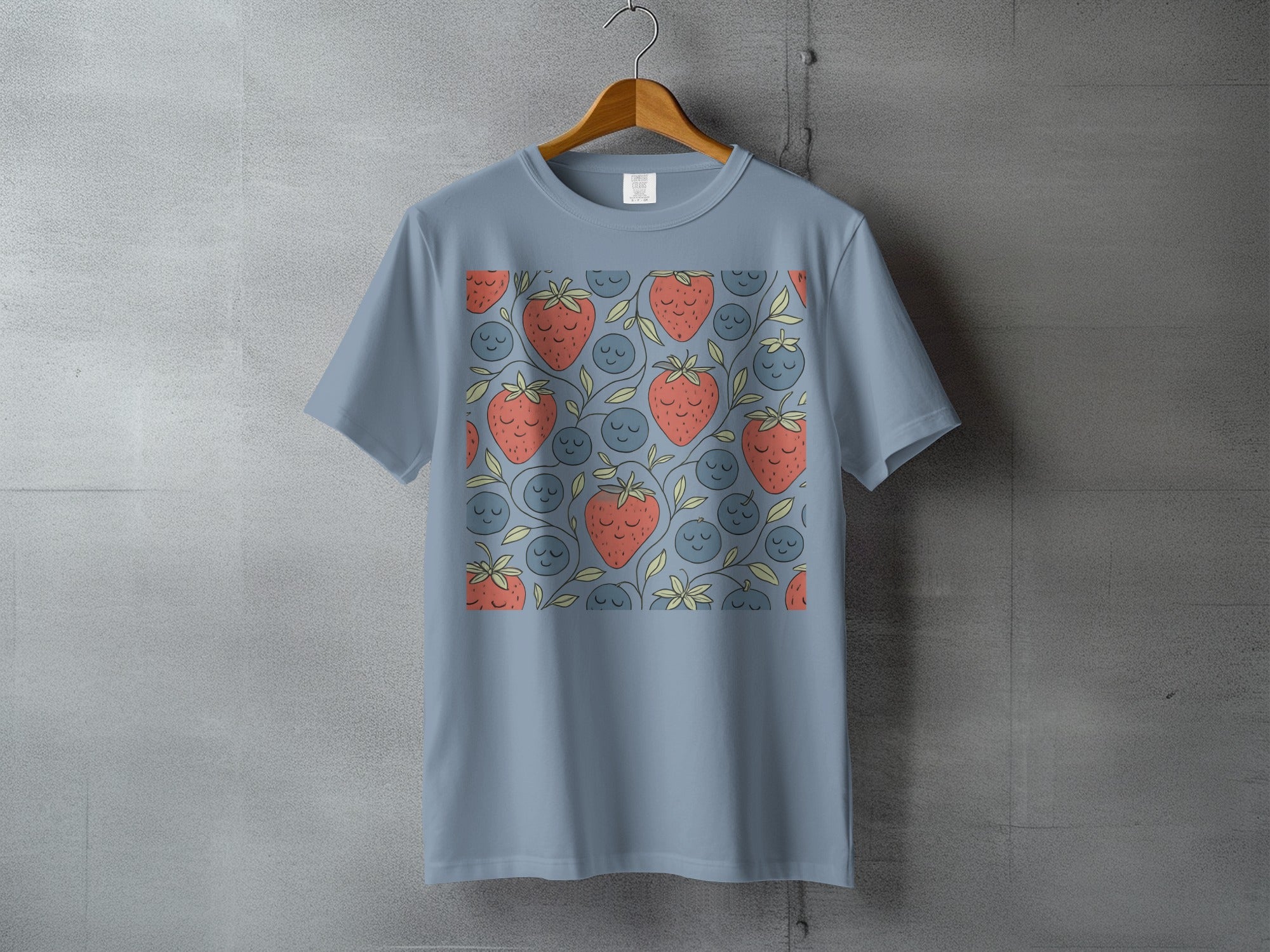 Sleepy Strawberry Blueberry Fruit Pattern product type
tshirt
shirt
tee
top
apparel
clothing
strawberry
blueberry
fruit
berry
pattern
print
design
cute
sleepy
happyface
nature
garden
summer
food
pastel
blue
red
fresh