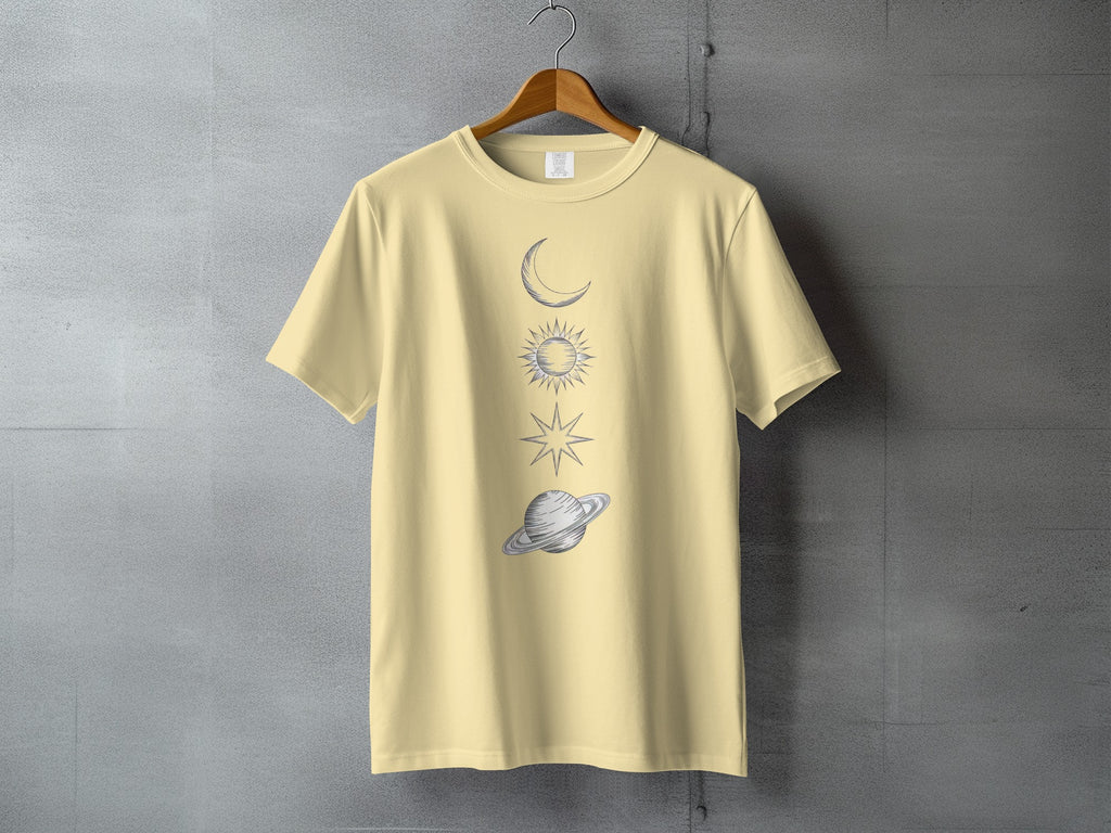 Celestial Moon Sun Star Saturn Design Light Yellow product type