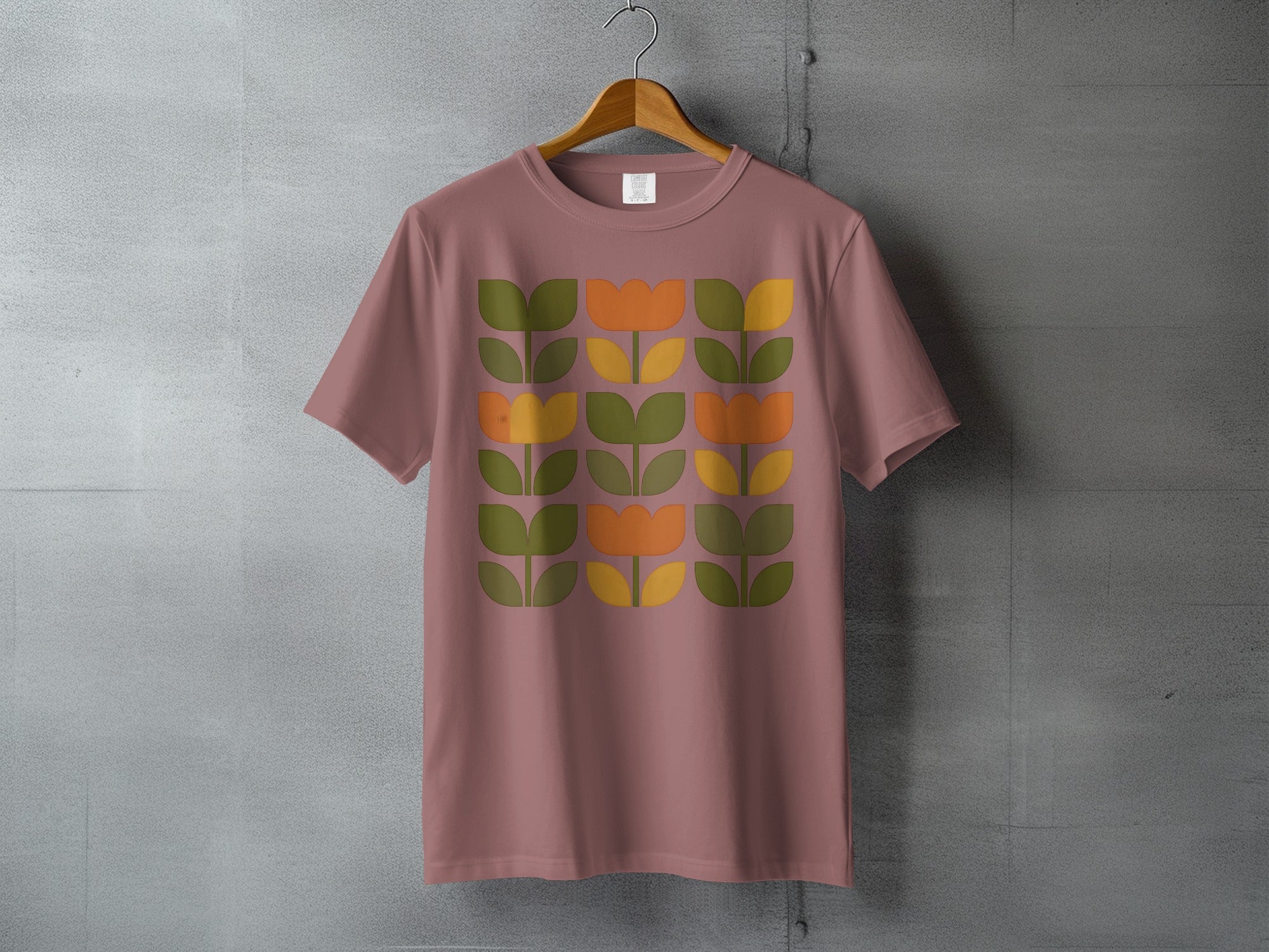 Retro Floral Graphic Design Pattern Tee Shirt product type
t-shirt
tee shirt
graphic tee
floral print
flower design
retro floral
vintage print
botanical graphic
abstract flower
midcentury modern
geometric pattern
spring tee
summer tee
casual shirt
fashion tee
unique design
plant pattern
olive green
orange yellow
dusty pink