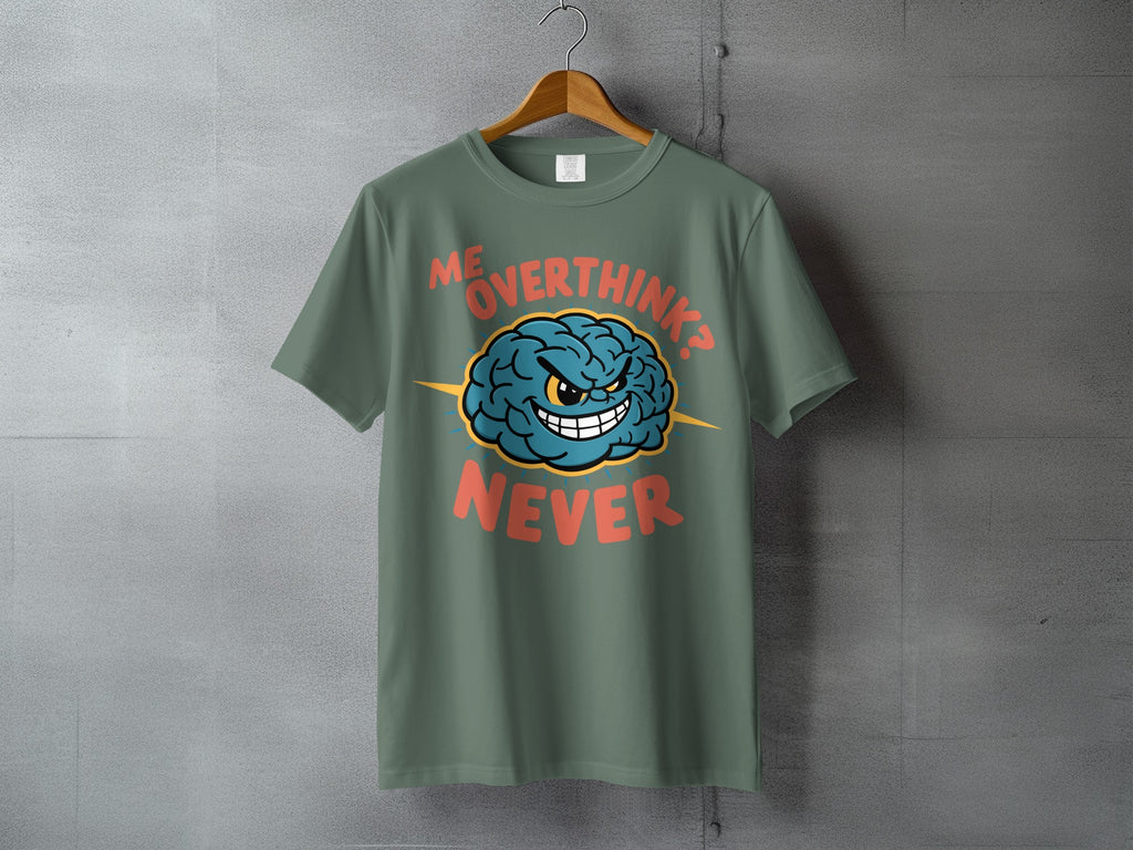 Me Overthink? Never Evil Brain Character product type
Overthink
Never
Brain
Evil Brain
Cartoon Brain
Graphic Design
Funny Shirt
Witty Quote
Mind Games
Mental Health
Humorous
Clever Design
Illustration
Sarcastic
Quirky
Statement Piece
Unique Design
Thought Process
Smart Casual
Meme Inspired