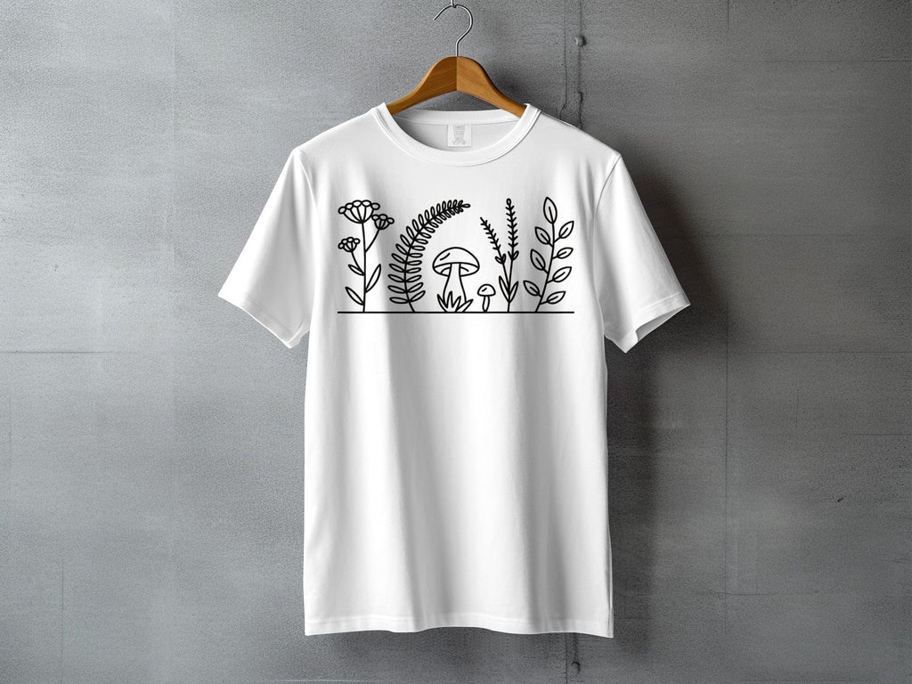 Botanical Line Art Mushroom Plant Motif Graphic product type