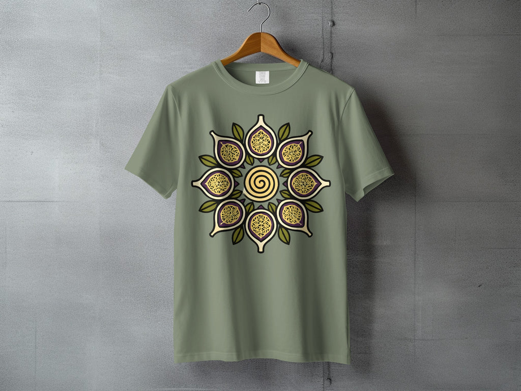Botanical Fruit Mandala Spiral Sage Green T-shirt product type