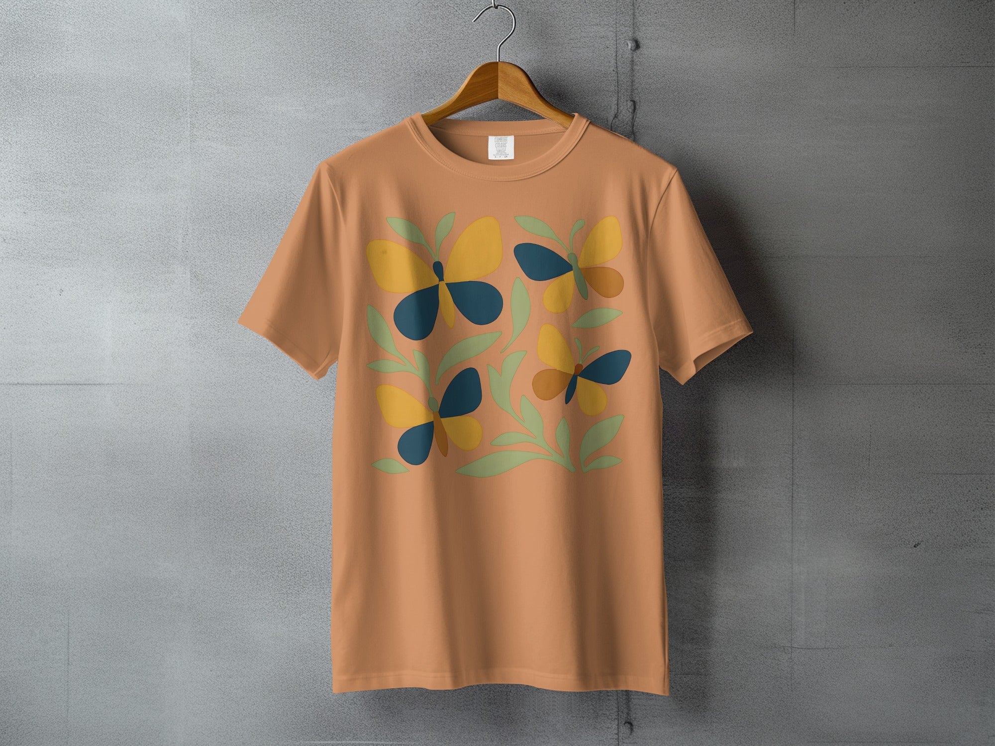 Colorful Stylized Butterfly Leaf Graphic product type
product, apparel, clothing, tee, shirt, butterfly, butterflies, leaf, leaves, floral, nature, graphic, abstract, stylized, print, orange, yellow, blue, green, colorful