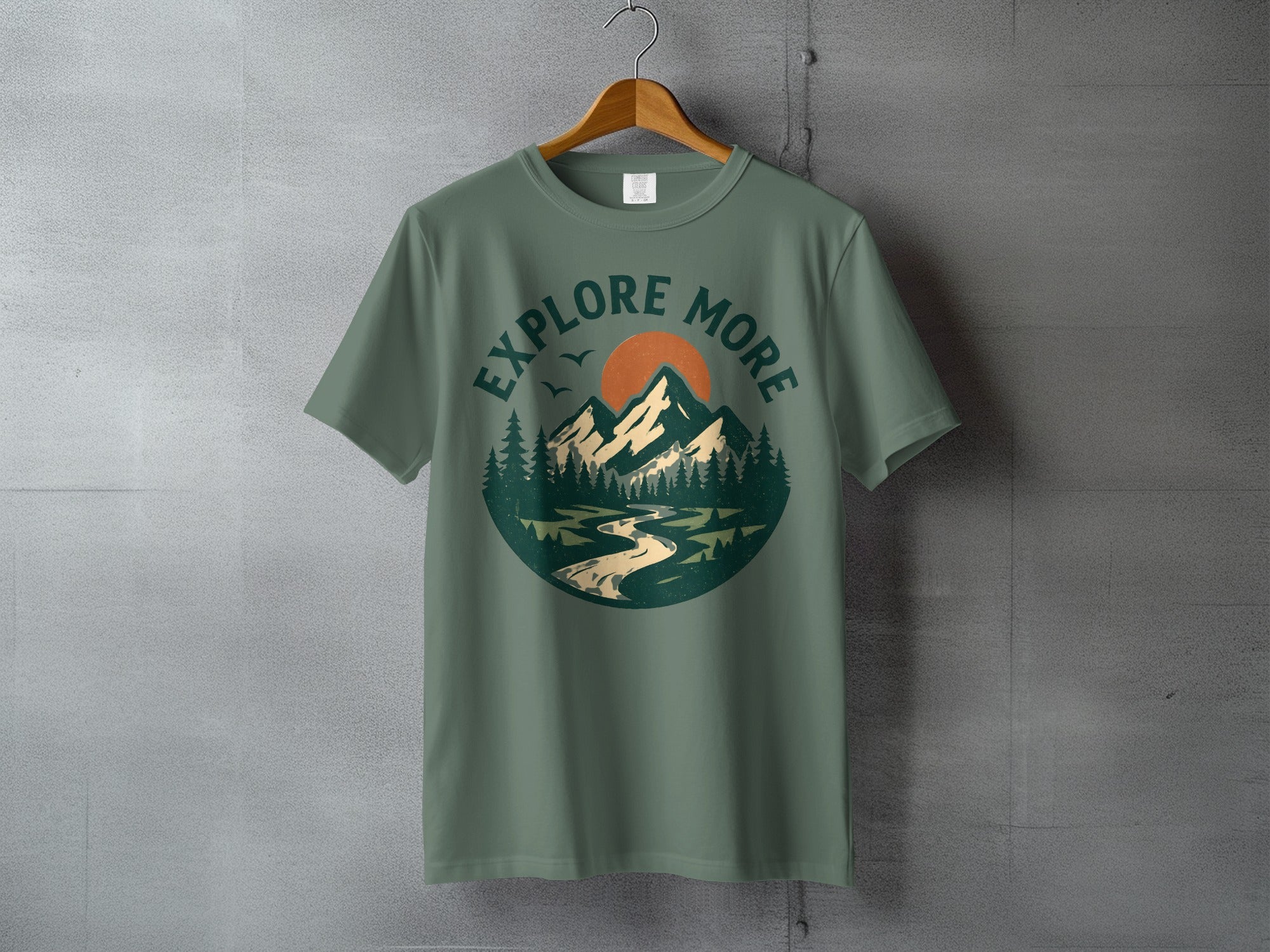EXPLORE MORE Outdoor Adventure Mountain River Tree Product
Adventure, Explore, Mountain, Nature, Outdoor, River, Forest, Trees, Sunset, Landscape, Wilderness, Hiking, Camping, Travel, Green, Graphic Tee, Design, Outdoorsy, Scenic, Wanderlust